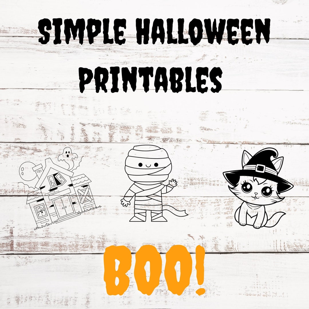 Simple Halloween Printable Coloring Pages - Etsy