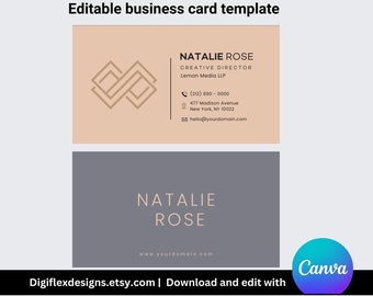 Minimalistische Visitenkartenvorlage | Bearbeitbares doppelseitiges Design