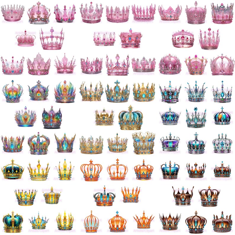 Royal Crowns Clipart Bundle – 660 PNG Images (digital Download) - Etsy