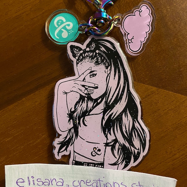 Ariana Grande Inspired Keychain - My everything Keychain - Glittere Resin Acrylic - Cute Holographic Keychains - Sparkly multicharm keychain