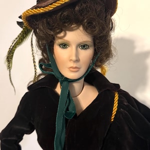 Vintage Scarlett O&#39;Hara Handmade 25&quot; Porcelain Doll With Stand