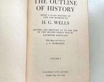 Vintage H.G. Wells History Book: The Outline of History, Volume I