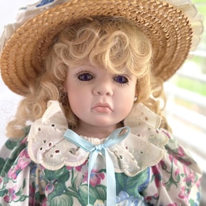Vintage Handmade Porcelain 23&quot; Doll With Vickie Anguish Mold Bobbi, 1989 Lavender Eyes