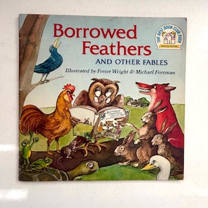 Plumas prestadas y otras fábulas, libro infantil vintage, A Random House Picture Book, 1977
