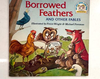 Geleende veren en andere fabels, vintage kinderboek, een willekeurig huisprentenboek, 1977