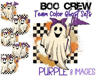 DIGITAL:  Team Spirit Ghost Clipart - Digital Download-PNG Sublimation-Cheer, Fall Sports, Halloween Shirts-Cute Matching Ghost PURPLE