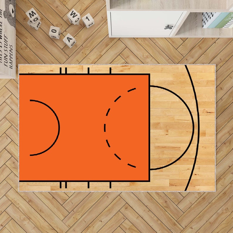 Basketball 3 Point Line Rug Realistic Basketball Court Rug, Game Room Rug, Children Play Time ...