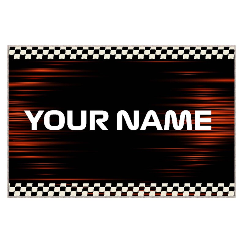 Racing Name Rug, Custom Speed Mat, Boys Room Rug, Checkered Flag Rug ...