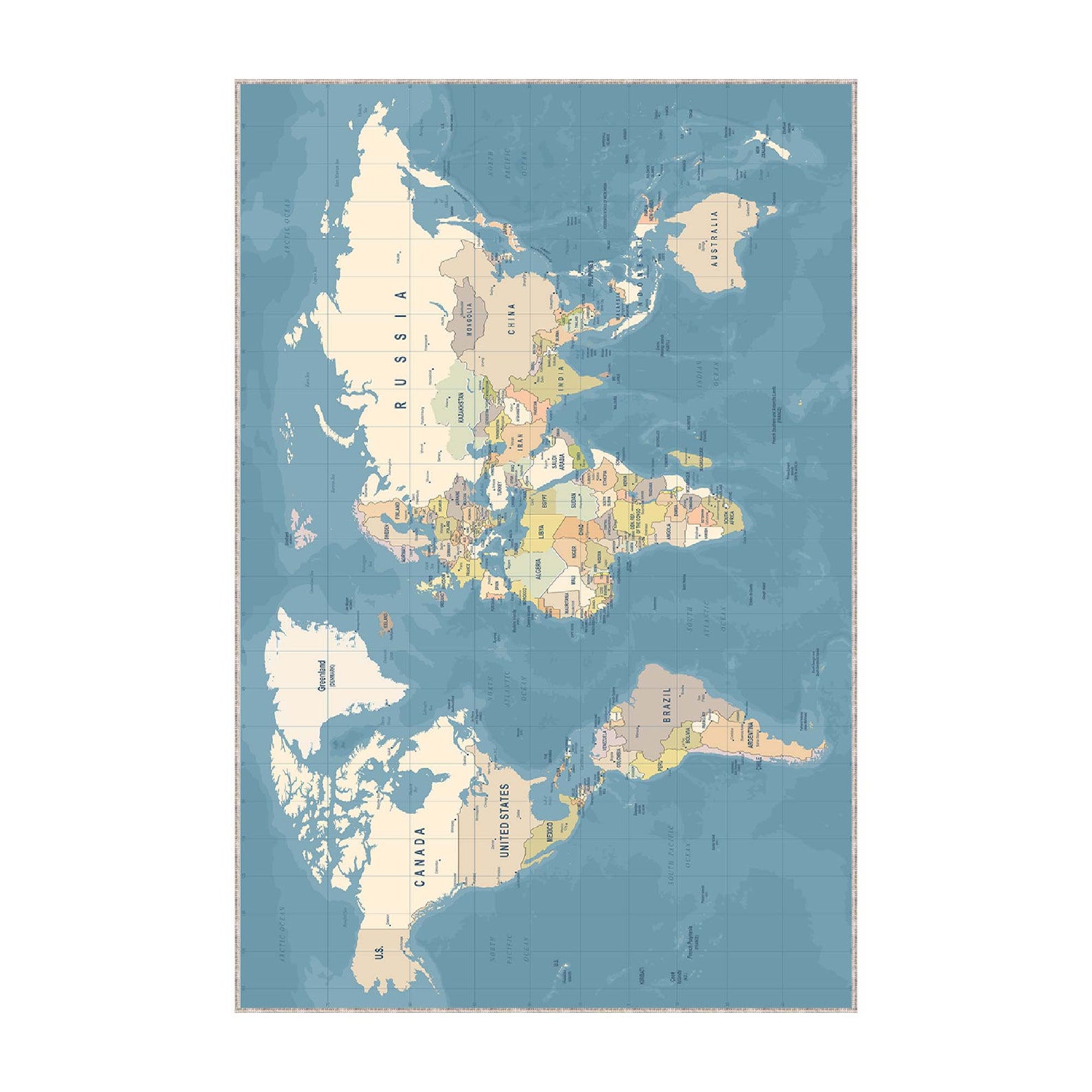 World Map Rug, World Map Education Rug, Map Rug, World Map Design