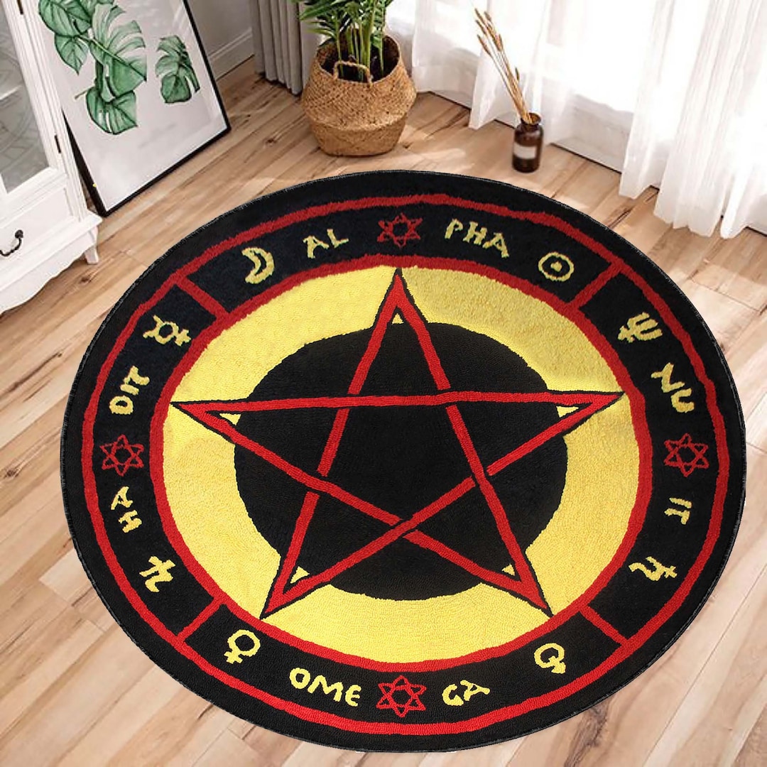 Pentagram Rug Design Red Pentagram Rug: the Love Witch Movie Decor, Astrology Rug - Etsy