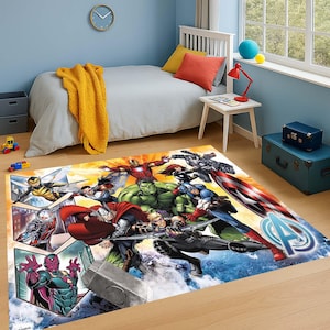 Superhero Playmat, Hero Decor Rug, Hulk Kids Rug, Thor Room Carpet, Iron Man Rug, Captain America Mat, Hero Themed Rug, Playroom Mat