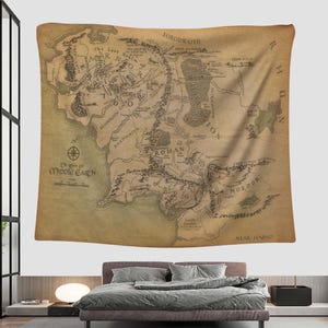 Mittelerde Wandteppich, Karte Wandbehang, Herr der Ringe, Mittelerde Karte, Geeky Wandbehang, Tolkien Wandbehang