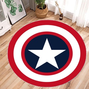 Tappeto scudo di Capitan America, scudo del personaggio, tappeto di Capitan America, tappeto per bambini, tappeto decorativo per bambini, regalo per bambini, tappeto dei fumetti