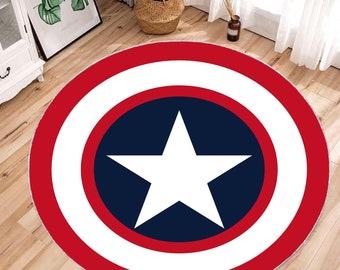 Captain America Shield Rug: Kids Comic Room Decor