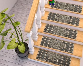 Traditional Stair Rug, Farmhouse Stair Rug, Geometric Stair Rug