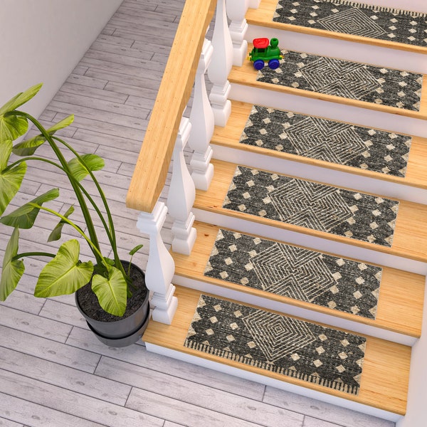 Traditional Stair Rug, Farmhouse Stair Rug, Geometric Stair Rug