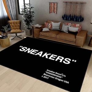 Sneaker Floor Rug, Customize Your Label, Sneakerhead Hypebeast Home Decor Christmas, Birthday Gift For Him, Boyfriend, Sneaker Head Son,