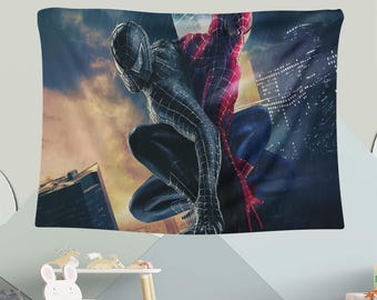 SpiderMan Wall Tapestry, Superhero Room Decor, Wall Art, Boys Room, Comic Wall Hanging, Hero Bedroom Decor, SpiderMan Gift, Bedroom Art