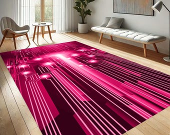 Tech Rug, Circuit Board Rug, Digital Rug, Neon Look Design, Technology Art, Abstract Tech Rug, Modern Circuit Art, Futuristic Decor
