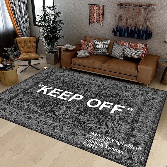 Keep Off Rug, Black and White Keep Off, Keep Off Decor Rug, Modern Art Rug