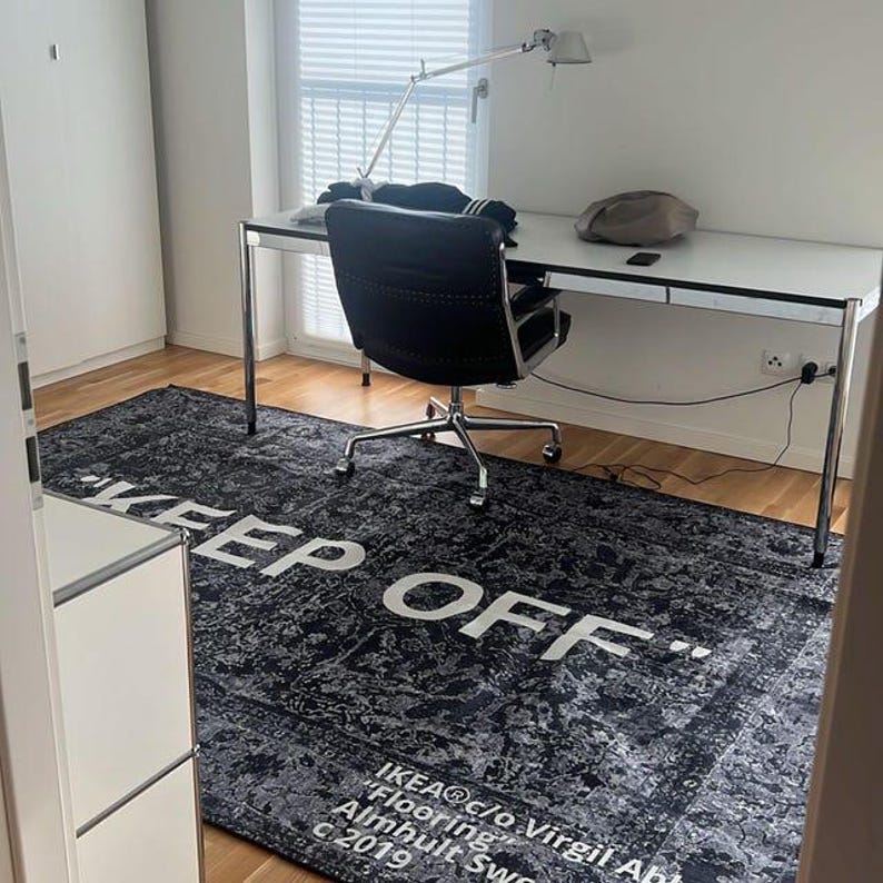 Keep Off Rug, Black and White Keep Off, Keep Off Decor Rug, Modern Art Rug image 2