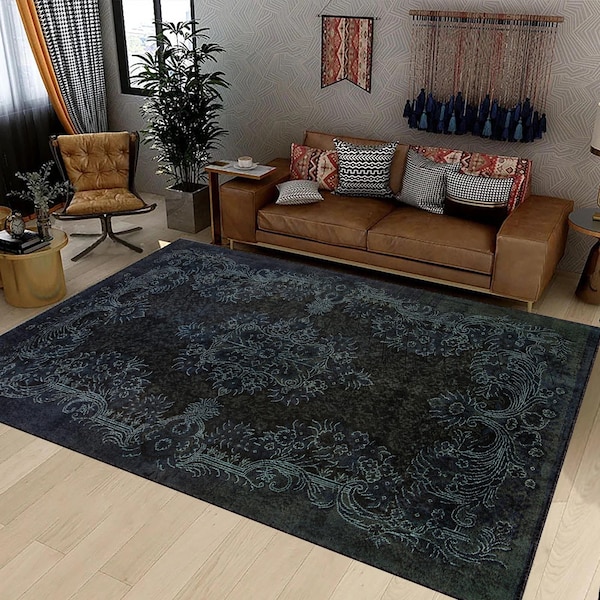 Dark Color Rug, Vintage Style Carpet, Gothic, Oriental Rug, Aesthetich Bohemian Rug, Living Room Bedroom Tribal Rug, Large Area Rug