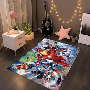 Alfombra de superhéroes: decoración infantil de cómics de Los Vengadores