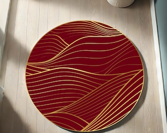 Luxury Circle Mat, Abstract Floor Rug, Elegant Home Rug, Art Deco Carpet, Geometric Round Mat, Living Room Rug, Stylish Circle Rug