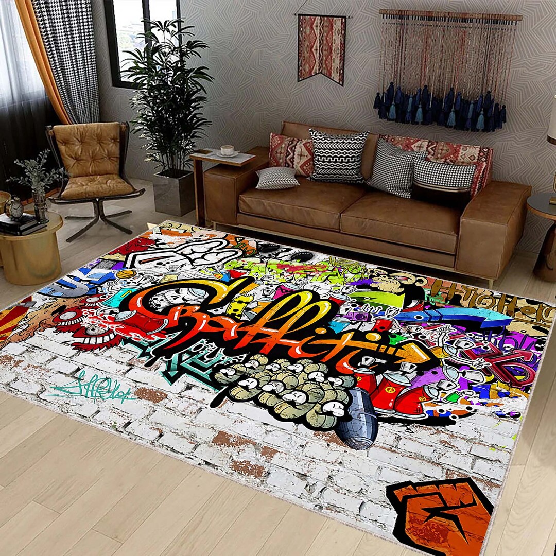 Graffiti, Graffiti Rug, Unique Rug, Living Room, Colorful Rugs ...