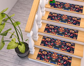 Ethnischer Teppich mit Blumenmuster, mexikanischer Teppich, mexikanischer Teppich, ethnischer mexikanischer Vogel- und Blumenteppich, Baumteppich