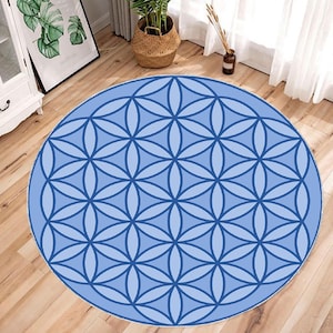 Flower of Life Rug, Sacred Geometry, Flower of Life, Spiritual Rug,Floor Rug, Golden Patterned Rug, Large Rugs, Sacred Geometry Decor Rug