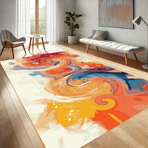Abstract Colorful Carpet, Modern Art Rug, Living Room Rug, Vibrant Design, Artistic Mat, Boho Home, Creative Decor, Statement Area Rug