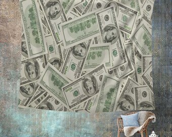 Money Wall Tapestry, Dollar Decor, Rich Vibes Tapestry, Cash Theme WallArt, Hustle Motivation Art, Wealth Vibes Decor, Money Lover Gift