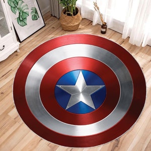 Tappeto Capitan America, Tappeto Scudo, Scudo Personaggio, Tappeto Capitan America, Tappeto Bambini, Tappeto Decor Bambini, Regalo Bambini, Tappeto Fumetti