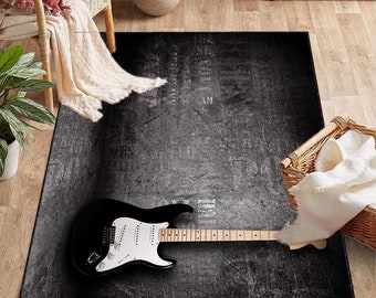 Gitarre, Gitarrenteppich, Rock Gitarre, Musik Teppich, Musik Zimmer Teppich, Retro Gitarre Teppich, Geschenk Gitarre Teppich