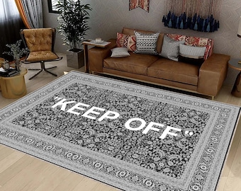 Keep Off Rug, Black and White Keep Off, Keep Off Decor Rug, Modern Art Rug, Custom Keep Off