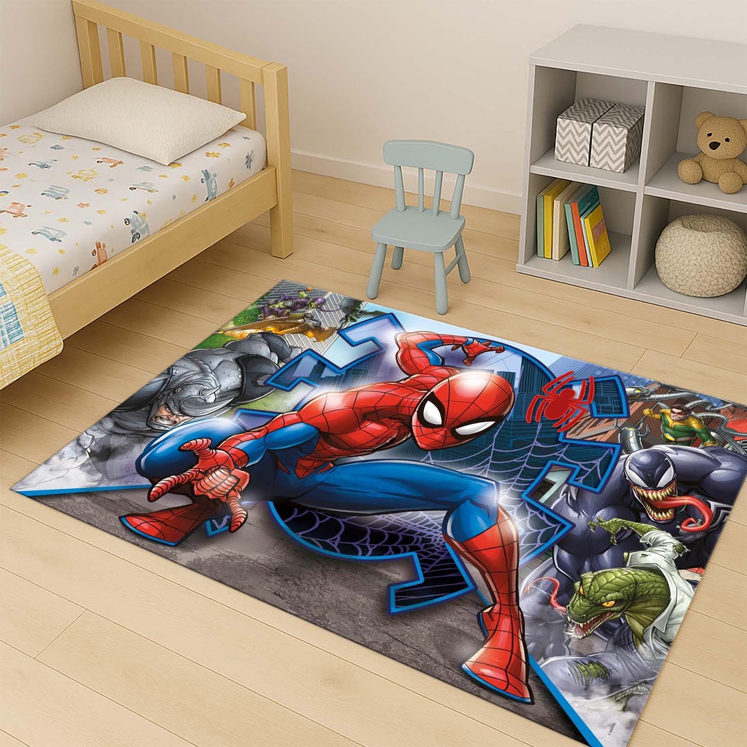 Spiderman Rug, Super Action Rug, Comic Hero, Wall Crawler Mat, Boys ...