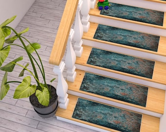Retro Marble Stair Treads Rug, Non-Slip Carpet, Machine Washable Rug, Stair Treads Carpet, Stair Runner Rug, Easy to Clean Rug