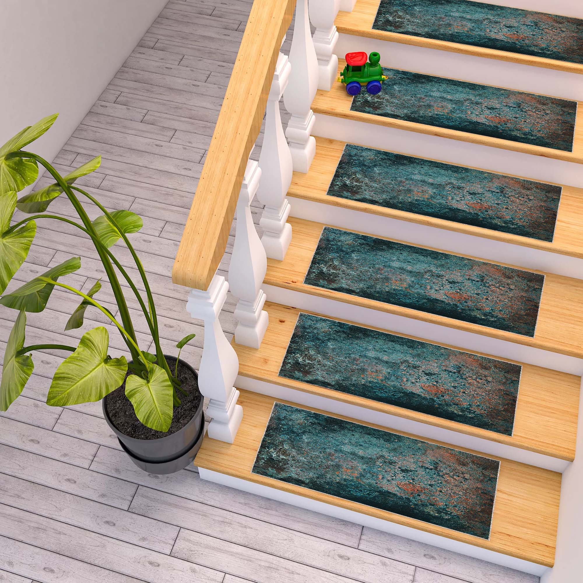 ZYAYNG Treppenstufen-Teppich 4 Stück, Rutschfest & Waschbar | Sicherheitsmatten Für Innen & Außen