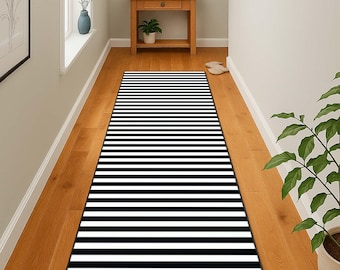 Moderner Streifen Läufer Minimalistischer Teppich, Geometrisches Muster, Gestreiftes Dekor, Haus Eingangsteppich, Flur Läufer, Monochromer Läufer