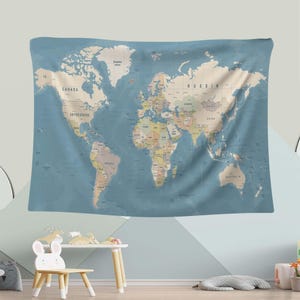 世界地図タペストリー、地図ウォールアート、教育用壁掛け、地理室の装飾、保育園の世界地図、観光ギフト、勉強部屋のタペストリー