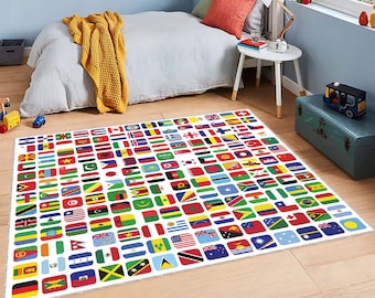 Country Flags Rug, All World Flags, Country Flag, National Flag, Regional Flag Rug, USA Flag, Education Rug, Kids Room rug, School Floor Rug