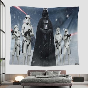 Star Wars Wall Hanging, Darth Vader Tapestry, Stormtrooper Wall Art, Sci-Fi Room Decor, Galactic Empire, Movie Wall Tapestry, Space Theme