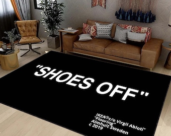 Shoes Off Rug, Black White Keep off, Cool Area Boy Room Decor Rug, Popular Carpet