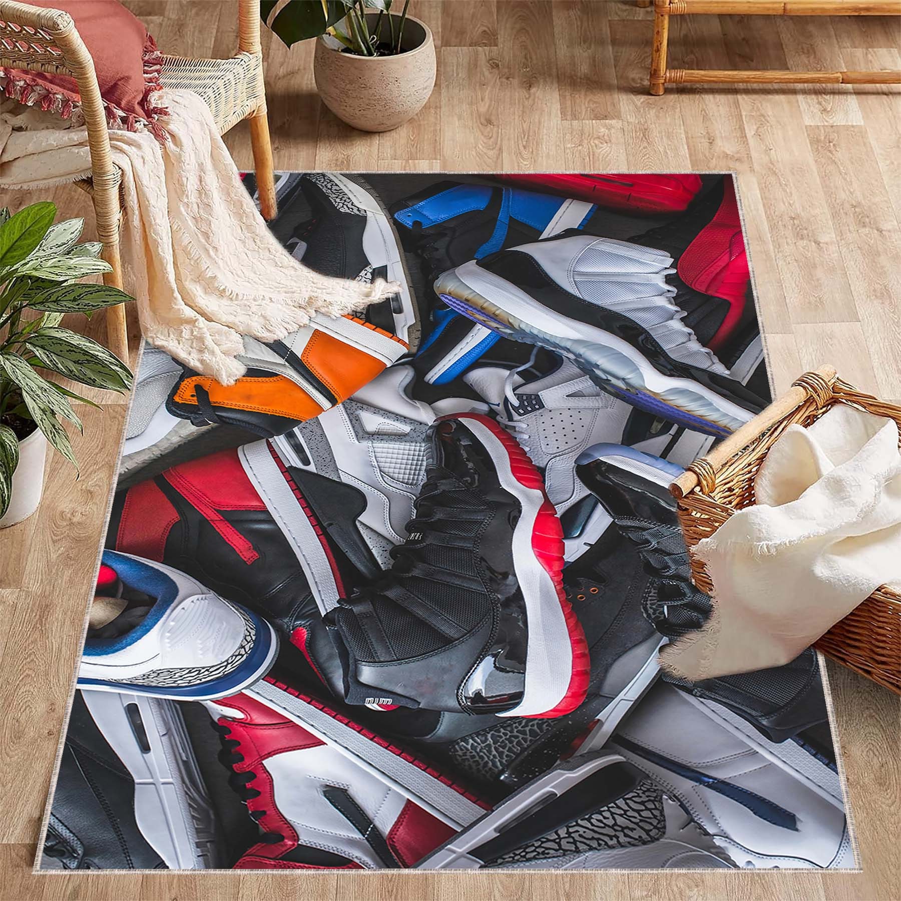 CUSTOM SNEAKER SHOE Rug , Hypebeast Rug , Natural Vegan Rug