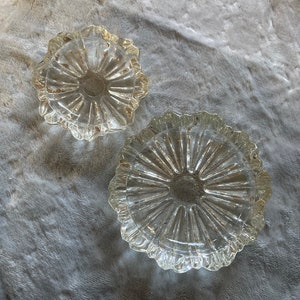 Pair of vintage hazel atlas fluted pressed glass ashtrays