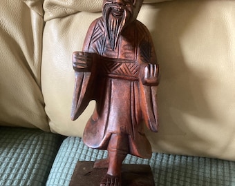 Antique hand carved wooden Chinese figurine