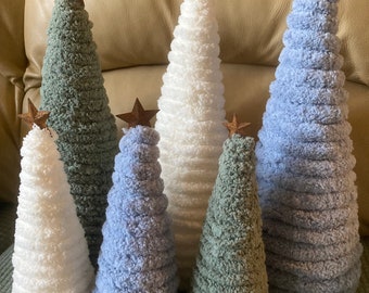 Handmade yarn Christmas trees