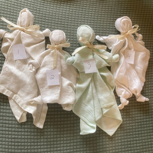 Church dolls made with vintage cloth napkins
