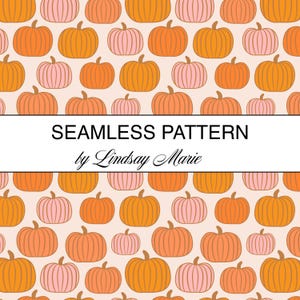 Pumpkins Seamless Pattern, Halloween Pattern, Digital Pattern, Repeat Pattern, Pattern Tile, Fabric Design, Surface Pattern
